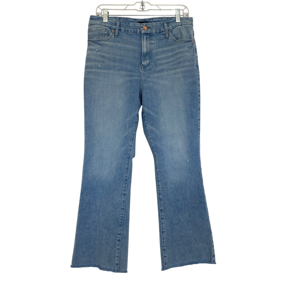 Express Cropped Flare High Rise Flexx Hyper Stretch Jeans Light Wash Blue 30x25